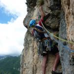 Gianfri in partenza sul diedro del quarto tiro